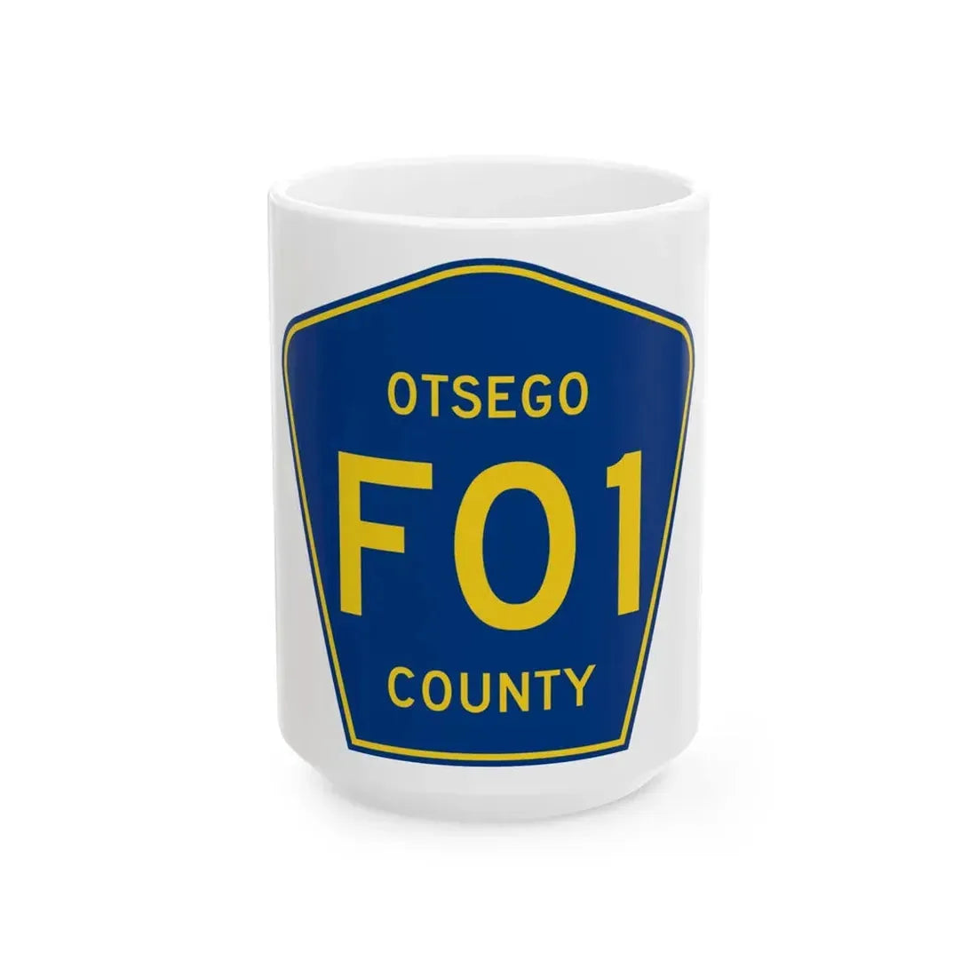 Otsego County F-01 (Michigan) (Road Sign) White Coffee Mug 15oz - Go Mug Yourself
