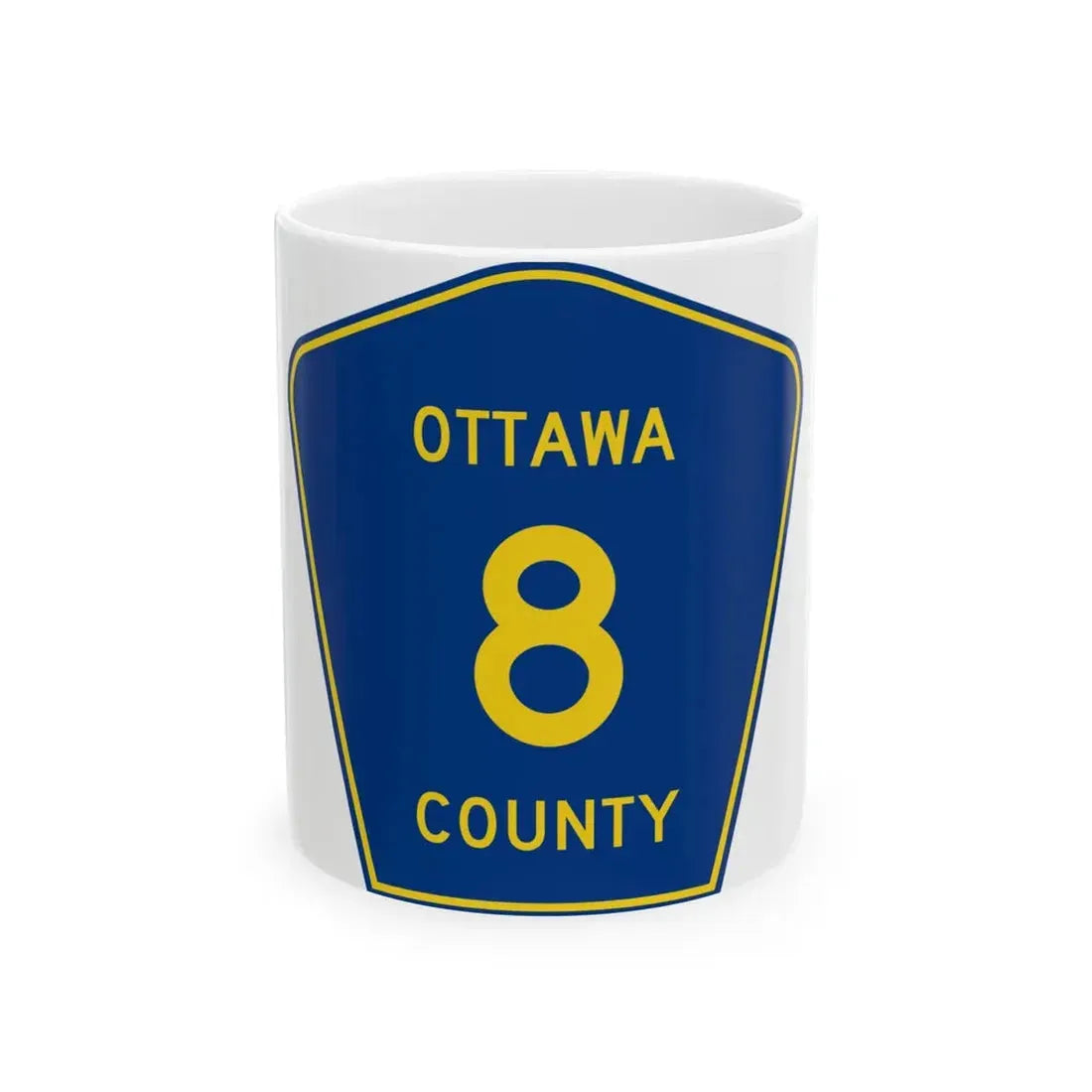 Ottawa County 8 (Ohio) (Road Sign) White Coffee Mug 11oz - Go Mug Yourself