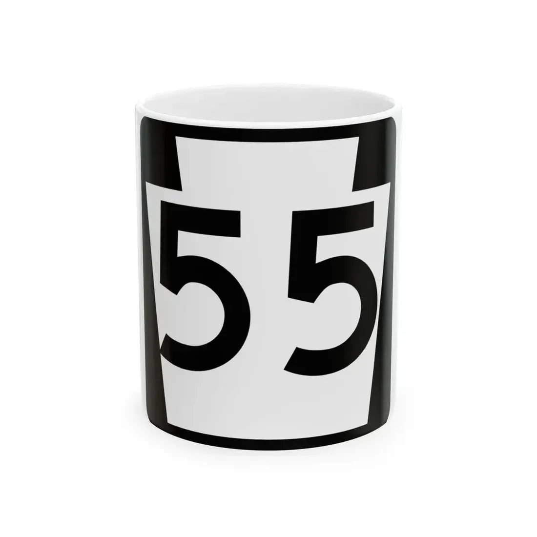 PA-55 (Pennsylvania) (Road Sign) White Coffee Mug 11oz - Go Mug Yourself