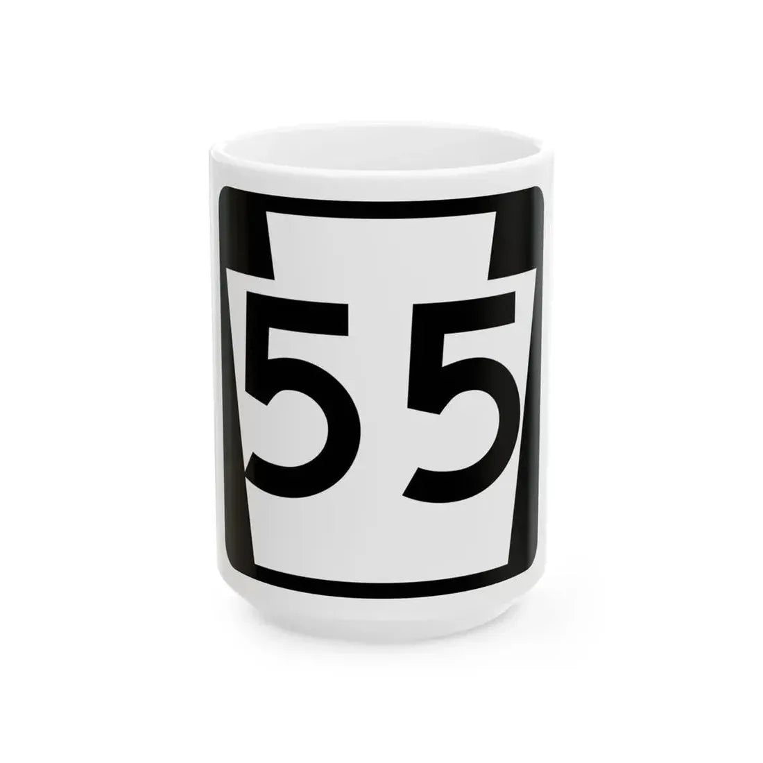 PA-55 (Pennsylvania) (Road Sign) White Coffee Mug 15oz - Go Mug Yourself