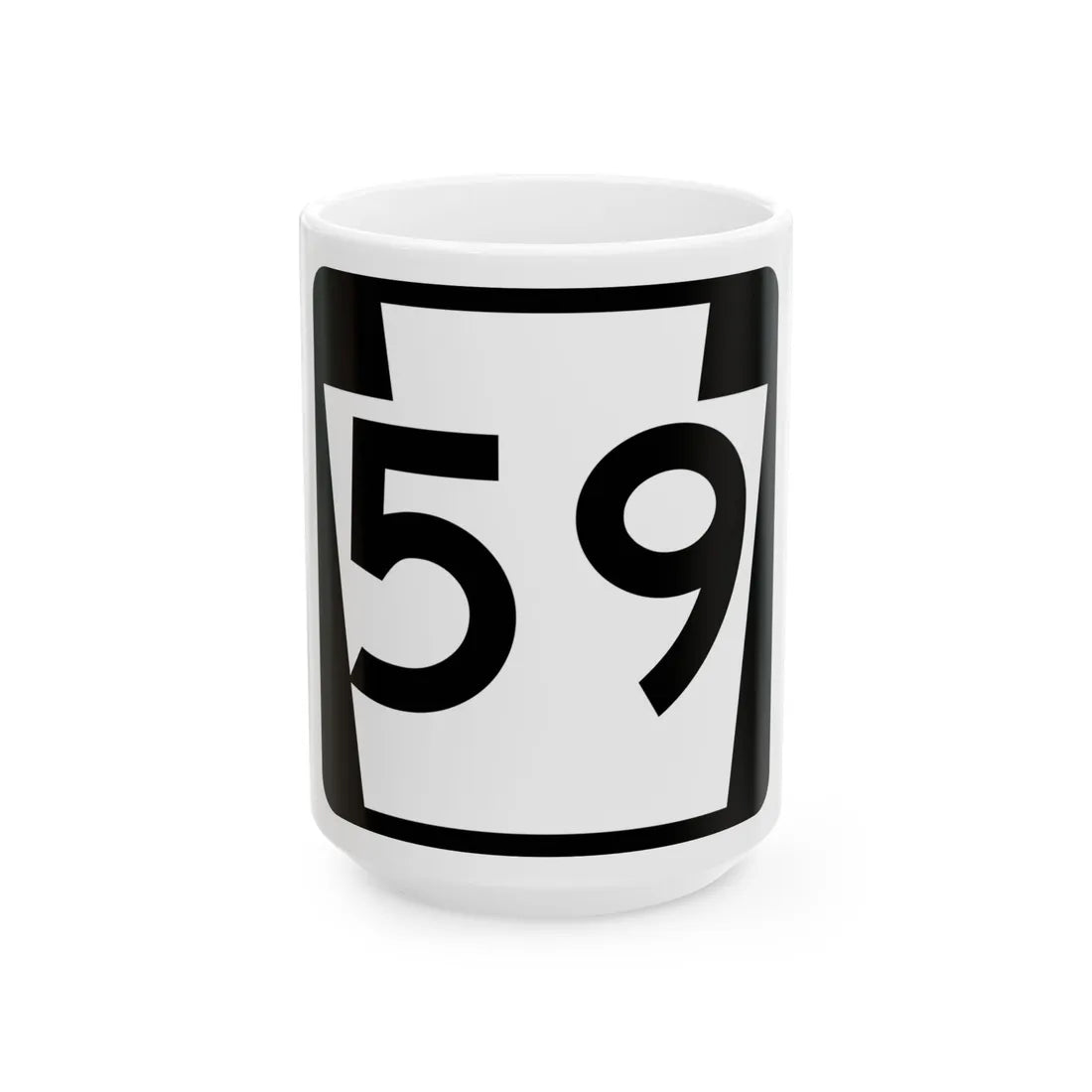 PA-59 (Pennsylvania) (Road Sign) White Coffee Mug 15oz - Go Mug Yourself