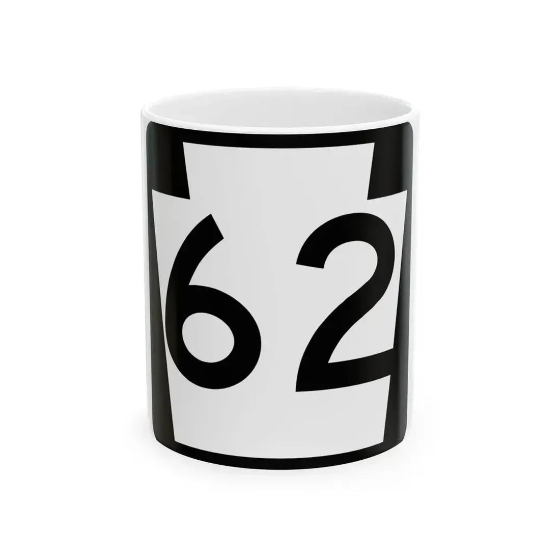 PA-62 (Pennsylvania) (Road Sign) White Coffee Mug 11oz - Go Mug Yourself