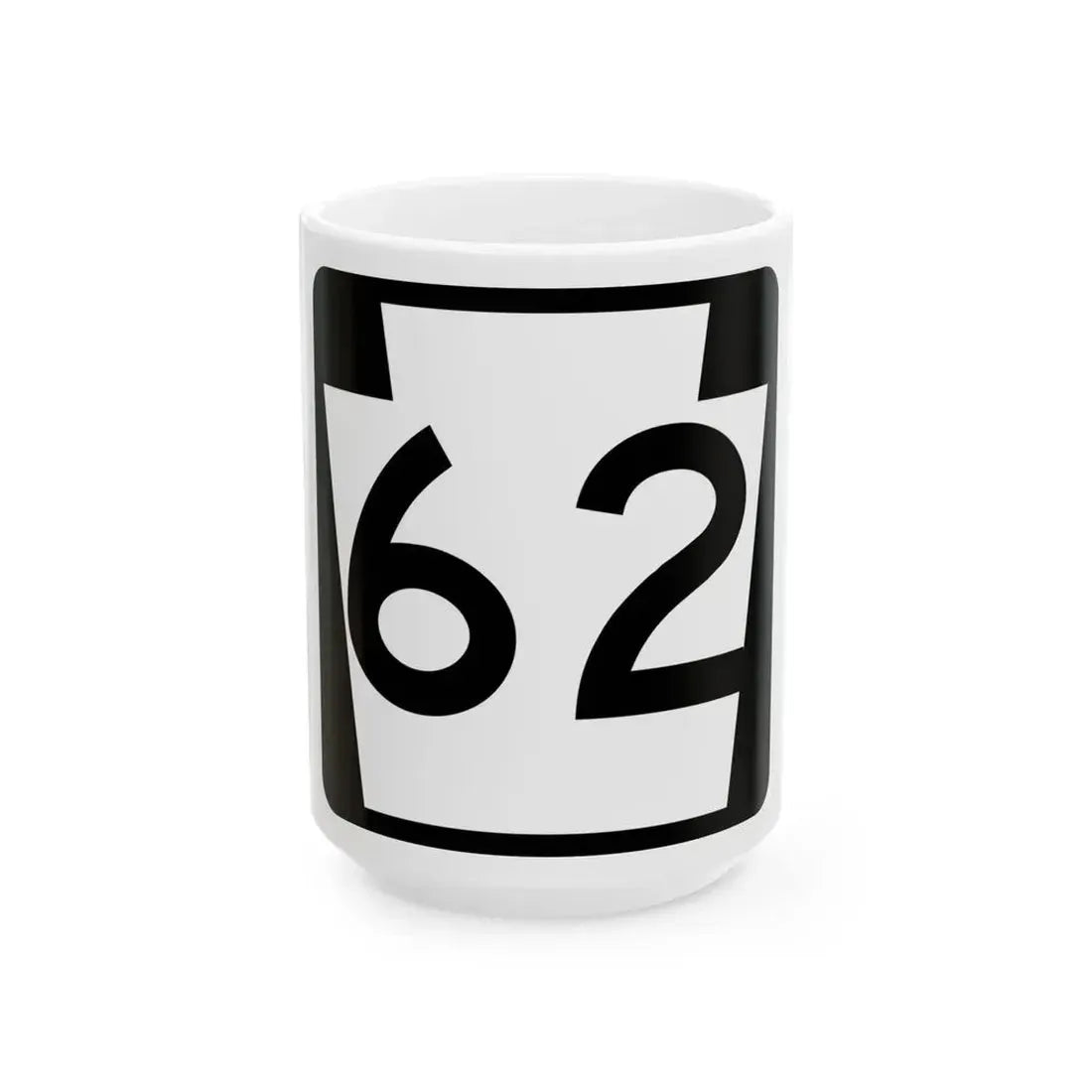 PA-62 (Pennsylvania) (Road Sign) White Coffee Mug 15oz - Go Mug Yourself