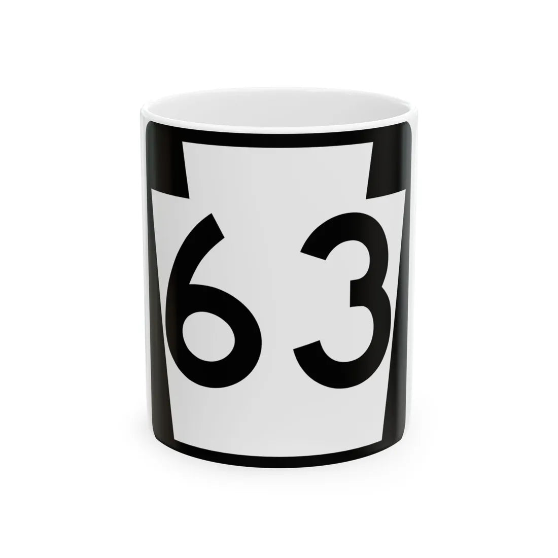 PA-63 (Pennsylvania) (Road Sign) White Coffee Mug 11oz - Go Mug Yourself
