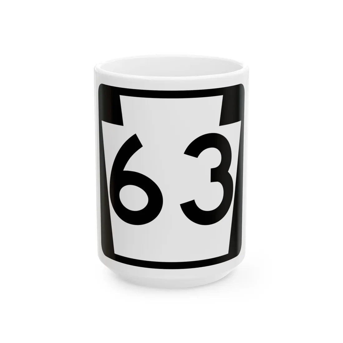 PA-63 (Pennsylvania) (Road Sign) White Coffee Mug 15oz - Go Mug Yourself