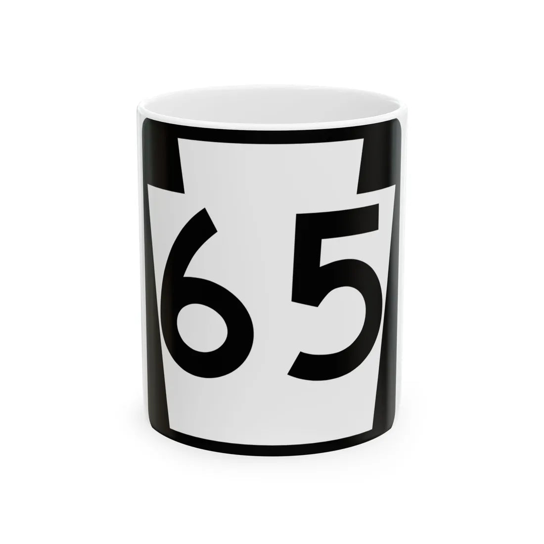 PA-65 (Pennsylvania) (Road Sign) White Coffee Mug 11oz - Go Mug Yourself