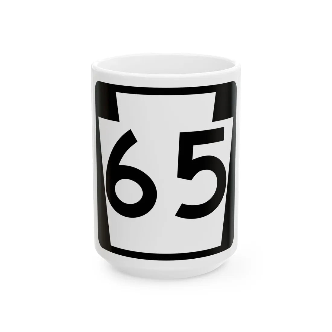 PA-65 (Pennsylvania) (Road Sign) White Coffee Mug 15oz - Go Mug Yourself