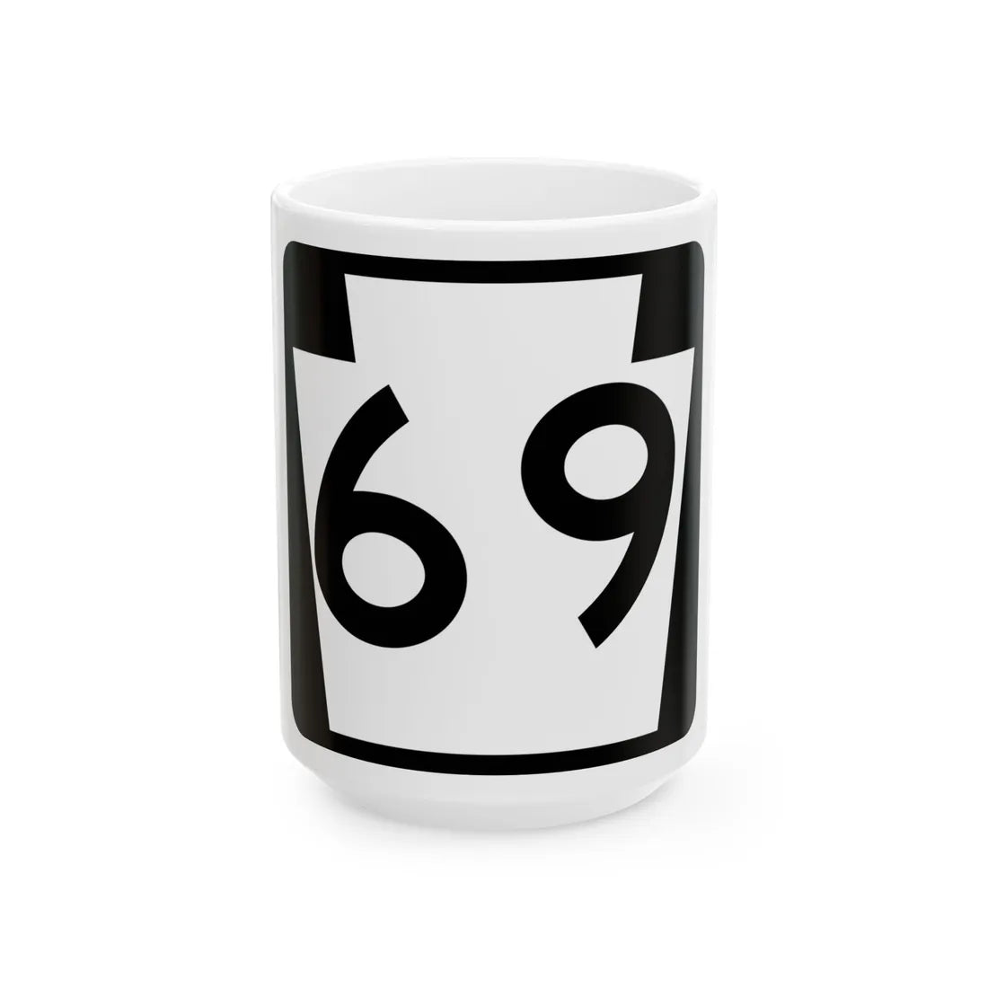 PA-69 (Pennsylvania) (Road Sign) White Coffee Mug 15oz - Go Mug Yourself