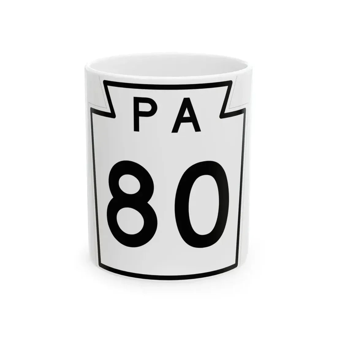 PA-80 1960 (Pennsylvania) (Road Sign) White Coffee Mug 11oz - Go Mug Yourself