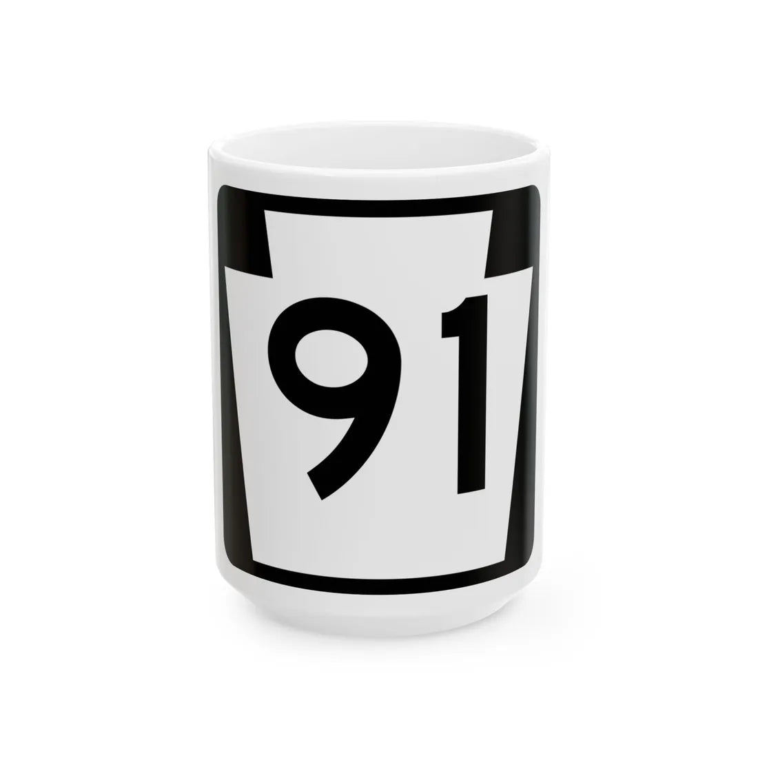 PA-91 (Pennsylvania) (Road Sign) White Coffee Mug 15oz - Go Mug Yourself