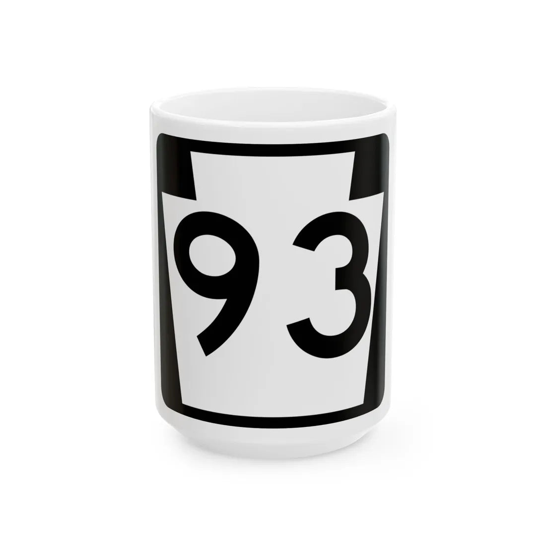 PA-93 (Pennsylvania) (Road Sign) White Coffee Mug 15oz - Go Mug Yourself