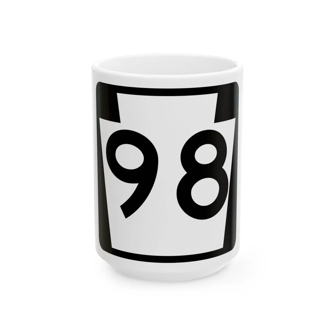 PA-98 (Pennsylvania) (Road Sign) White Coffee Mug 15oz - Go Mug Yourself