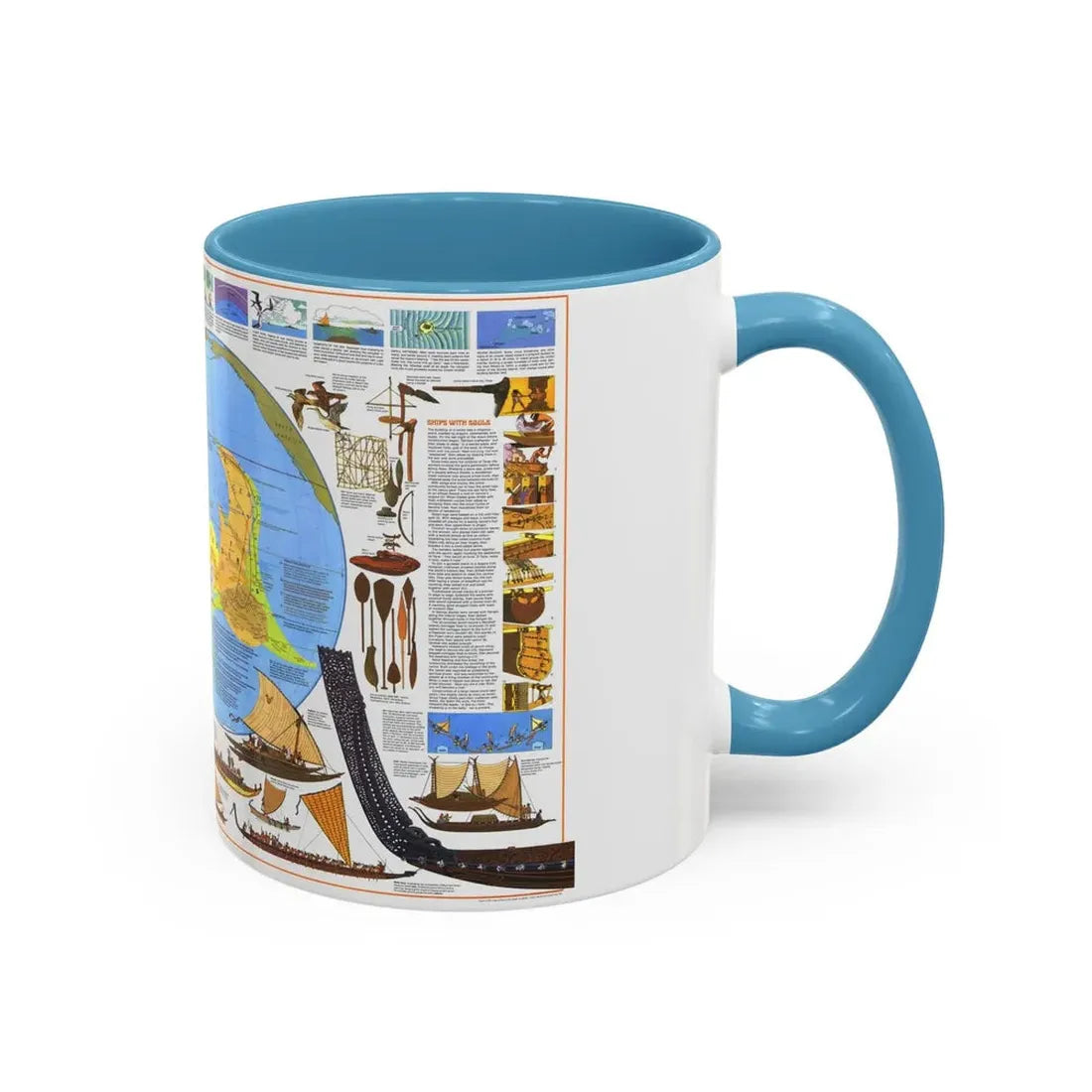 Pacific - Discoverers of the (1974) (Map) Accent Coffee Mug - Go Mug Yourself