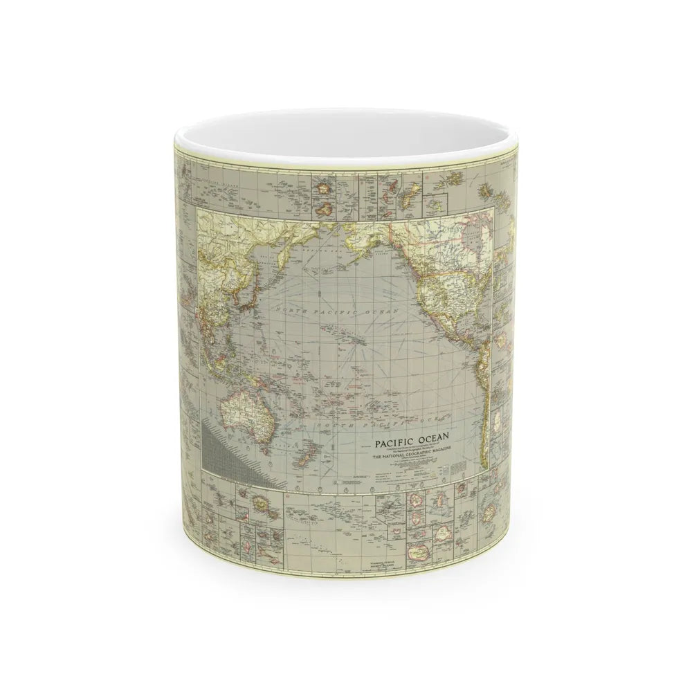 Pacific Ocean (1936) (Map) White Coffee Mug-11oz-Go Mug Yourself