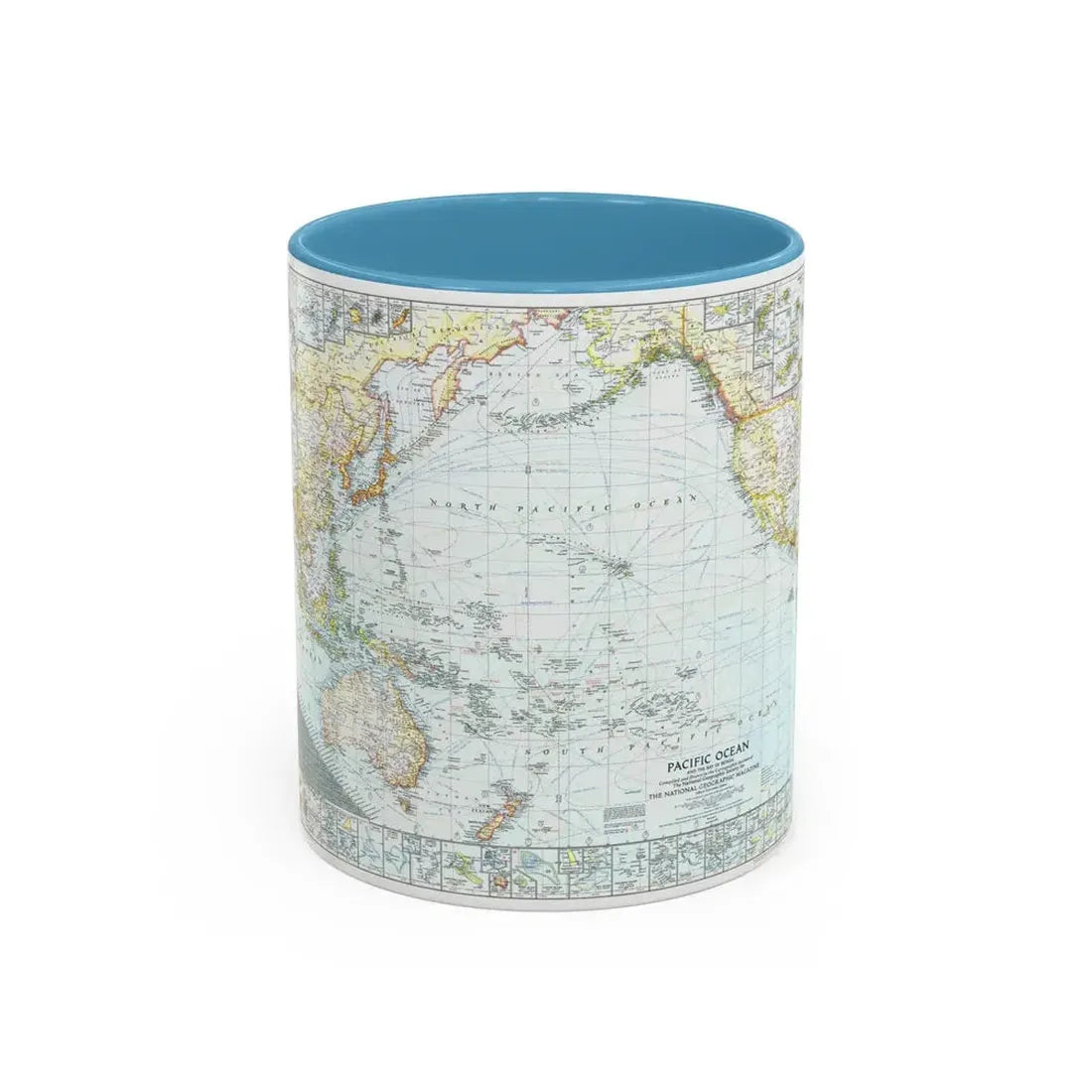 Pacific Ocean and the Bay of Bengal (1943) (Map) Accent Coffee Mug 11oz Light Blue - Go Mug Yourself