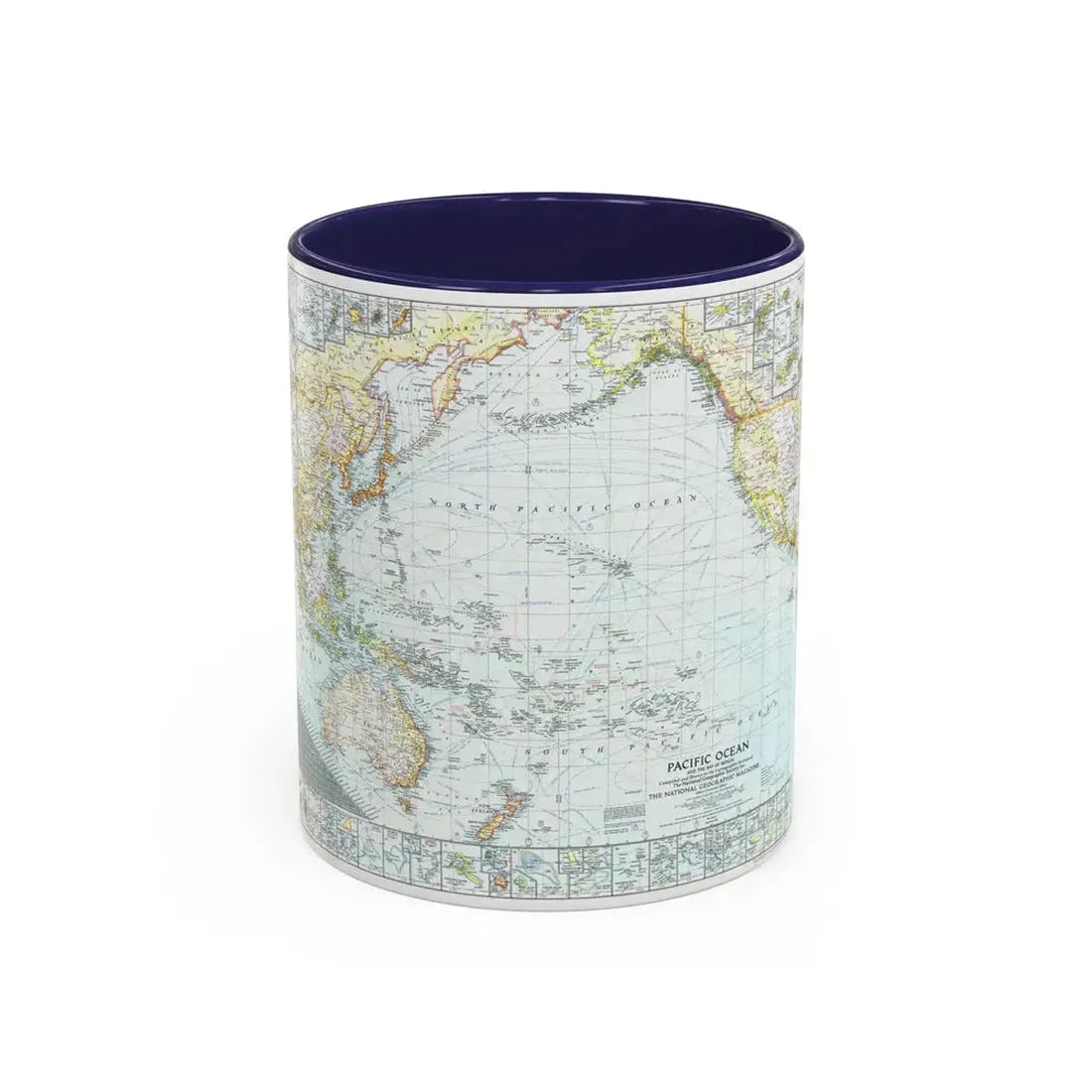 Pacific Ocean and the Bay of Bengal (1943) (Map) Accent Coffee Mug 11oz Navy - Go Mug Yourself