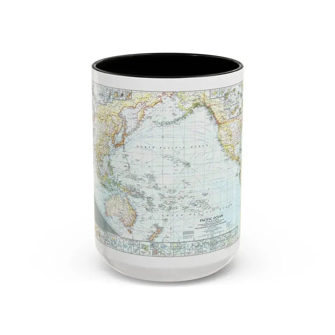 Pacific Ocean and the Bay of Bengal (1943) (Map) Accent Coffee Mug 15oz Black - Go Mug Yourself
