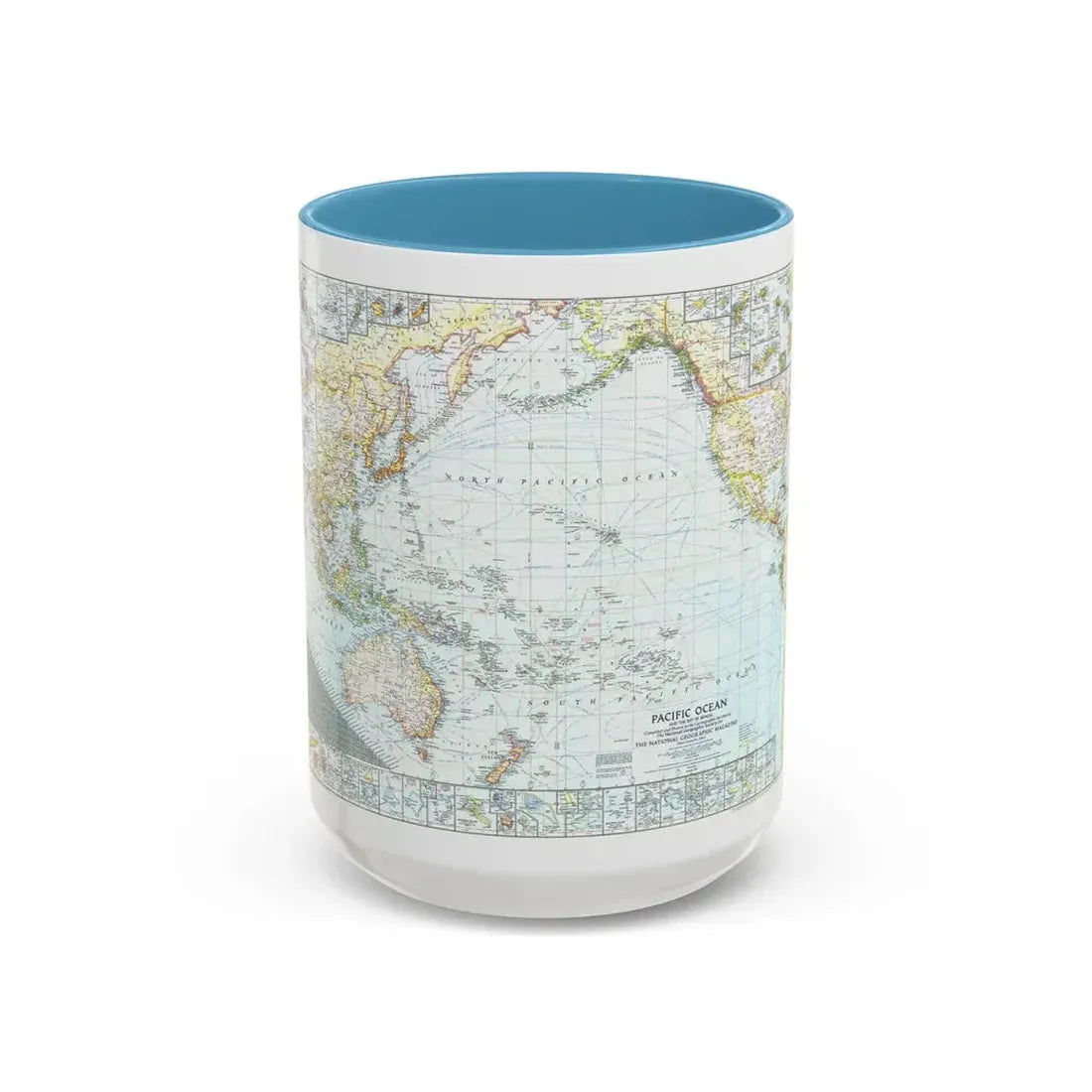 Pacific Ocean and the Bay of Bengal (1943) (Map) Accent Coffee Mug 15oz Light Blue - Go Mug Yourself