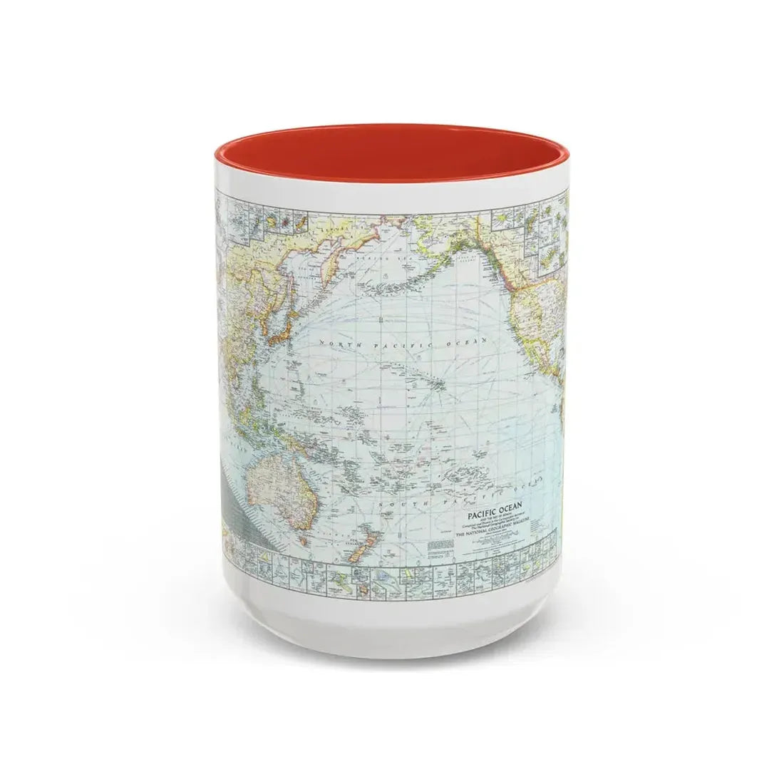 Pacific Ocean and the Bay of Bengal (1943) (Map) Accent Coffee Mug 15oz Red - Go Mug Yourself