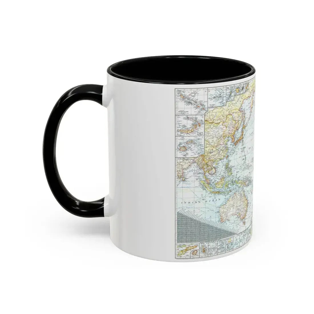 Pacific Ocean and the Bay of Bengal (1943) (Map) Accent Coffee Mug - Go Mug Yourself