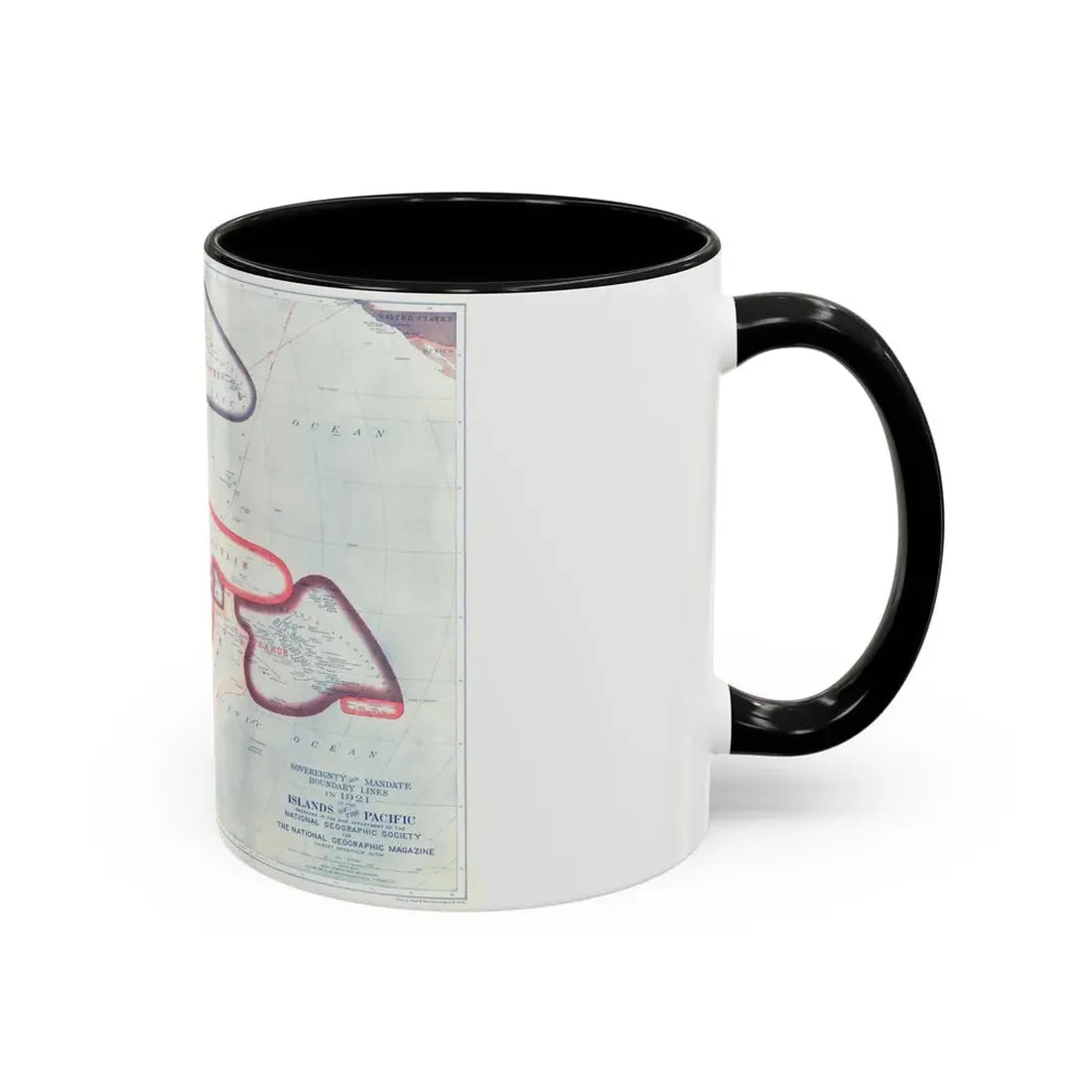 Pacific - Sovereignty and Mandate Boundary Lines (1921) (Map) Accent Coffee Mug - Go Mug Yourself