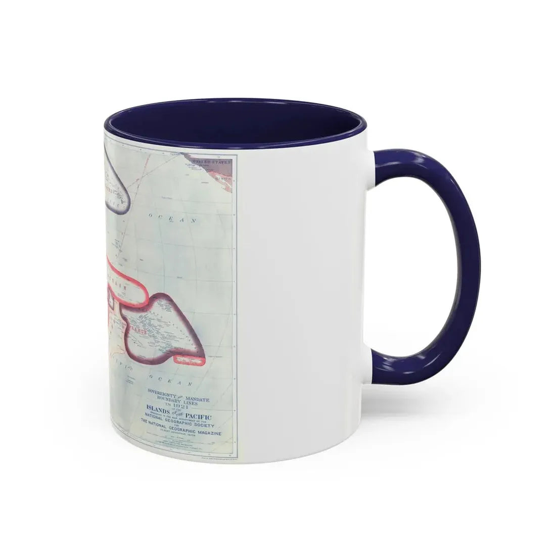 Pacific - Sovereignty and Mandate Boundary Lines (1921) (Map) Accent Coffee Mug - Go Mug Yourself