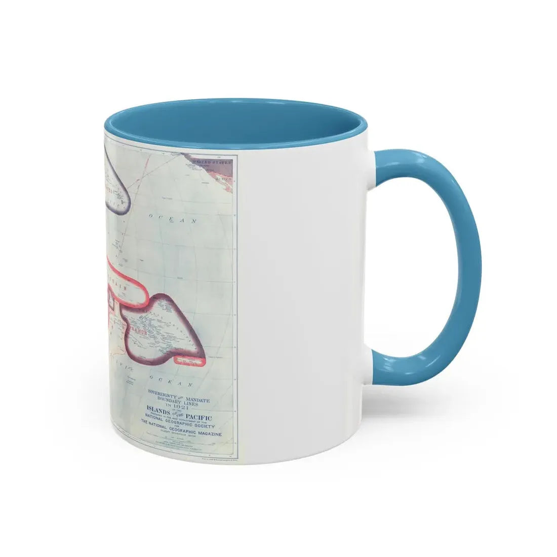 Pacific - Sovereignty and Mandate Boundary Lines (1921) (Map) Accent Coffee Mug - Go Mug Yourself