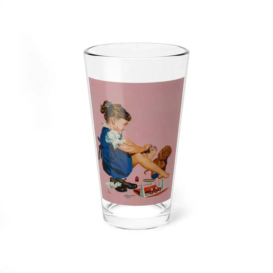 Painting her Toenails, American Weekly magazine cover, January 11, 1953 (Magazine Illustration) Pint Glass 16oz 16oz - Go Mug Yourself
