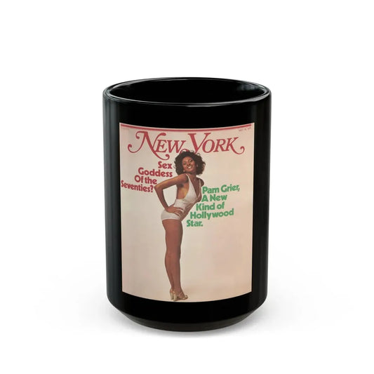Pam Grier #06 (Vintage Female Icon) Black Coffee Mug 15oz - Go Mug Yourself
