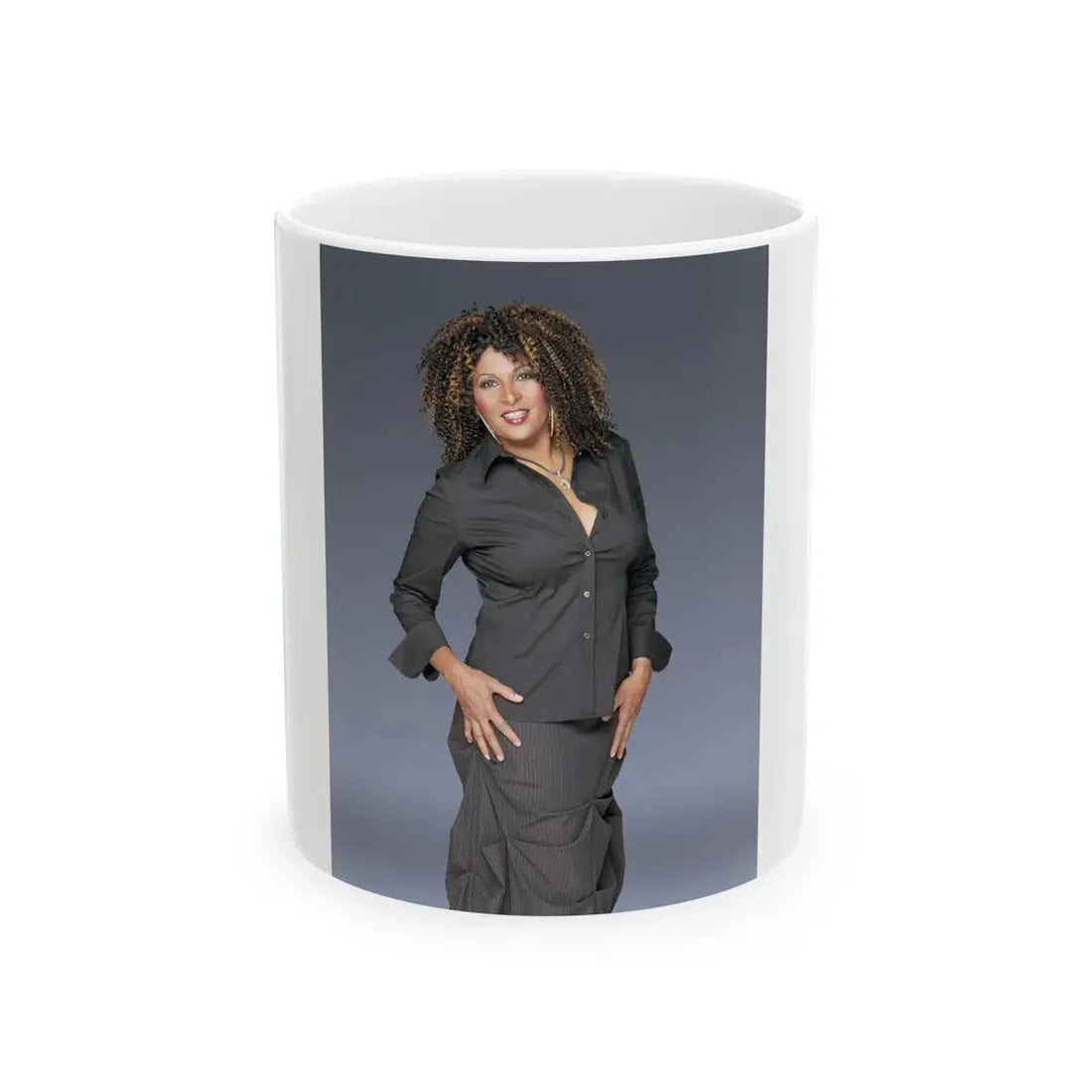 Pam Grier #08 (Vintage Female Icon) White Coffee Mug 11oz - Go Mug Yourself