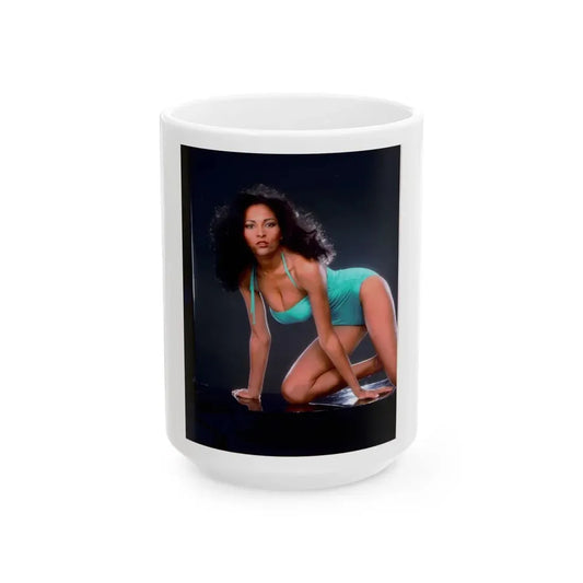 Pam Grier #21 (Vintage Female Icon) White Coffee Mug 15oz - Go Mug Yourself