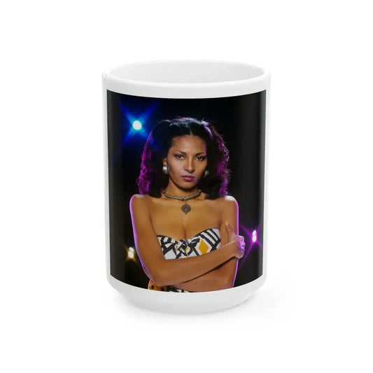 Pam Grier #25 (Vintage Female Icon) White Coffee Mug 15oz - Go Mug Yourself