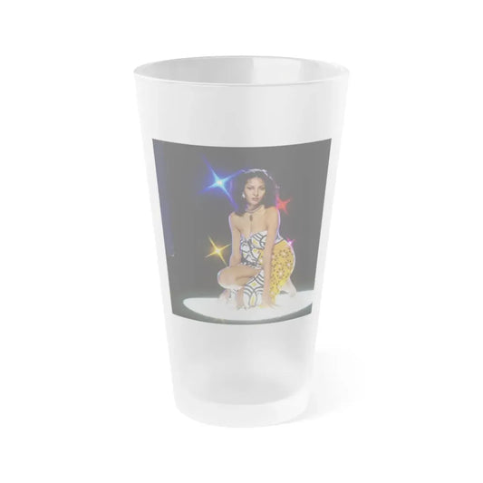 Pam Grier #29 (Vintage Female Icon) Frosted Pint Glass 16oz 16oz Frosted - Go Mug Yourself