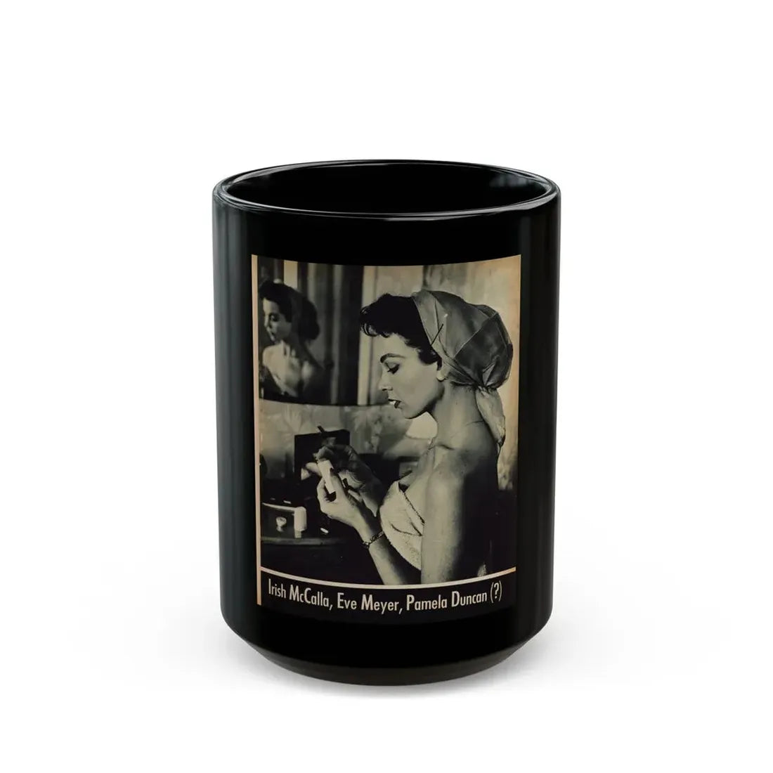 Pamela Duncan #09 - Night and Day Oversized Mag. Feb. '55 - 1 Page, 1 B&W Photo (Vintage Female Icon) Black Coffee Mug 15oz - Go Mug Yourself