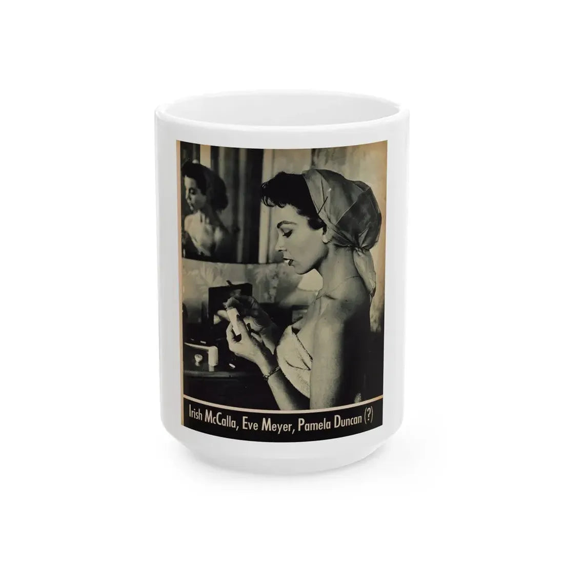 Pamela Duncan #09 - Night and Day Oversized Mag. Feb. '55 - 1 Page, 1 B&W Photo (Vintage Female Icon) White Coffee Mug 15oz - Go Mug Yourself