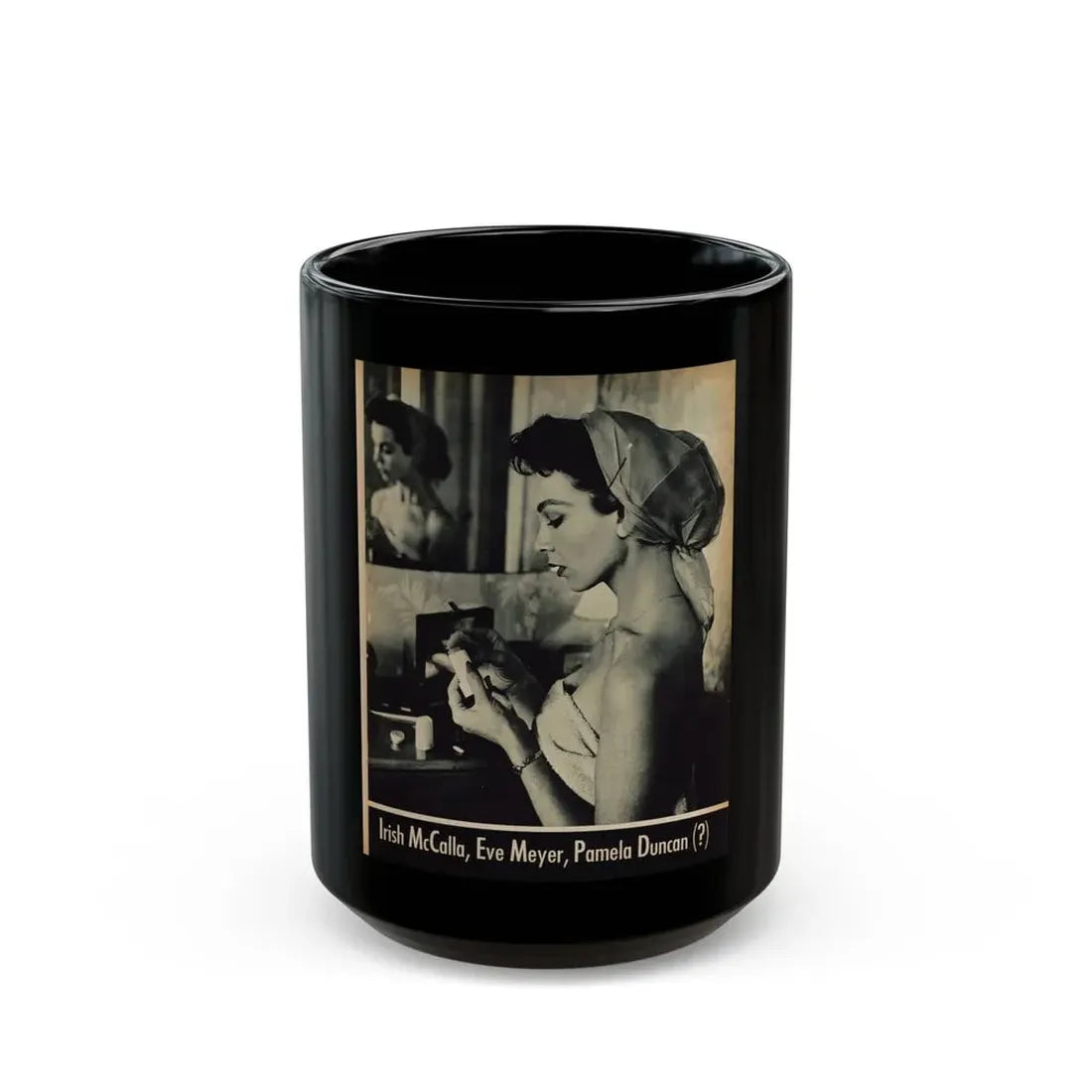 Pamela Duncan #09 - Night and Day Oversized Mag. Feb. '55 - 1 Page, 1 B&W Photo1 (Vintage Female Icon) Black Coffee Mug 15oz - Go Mug Yourself