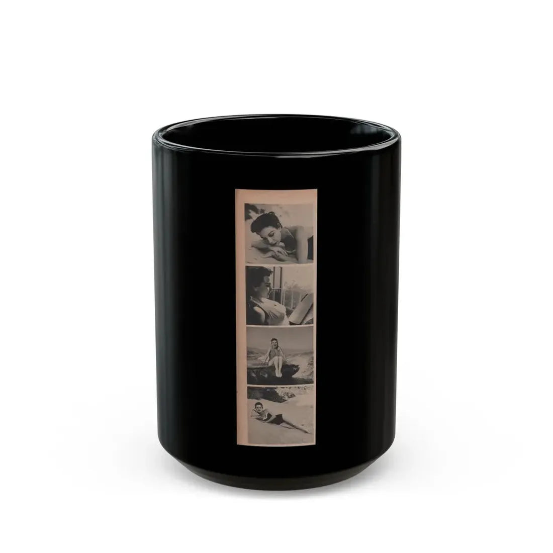 Pamela Duncan #10 - Night and Day Oversized Mag. Feb. '55 - 4 B&W Photos (Vintage Female Icon) Black Coffee Mug 15oz - Go Mug Yourself