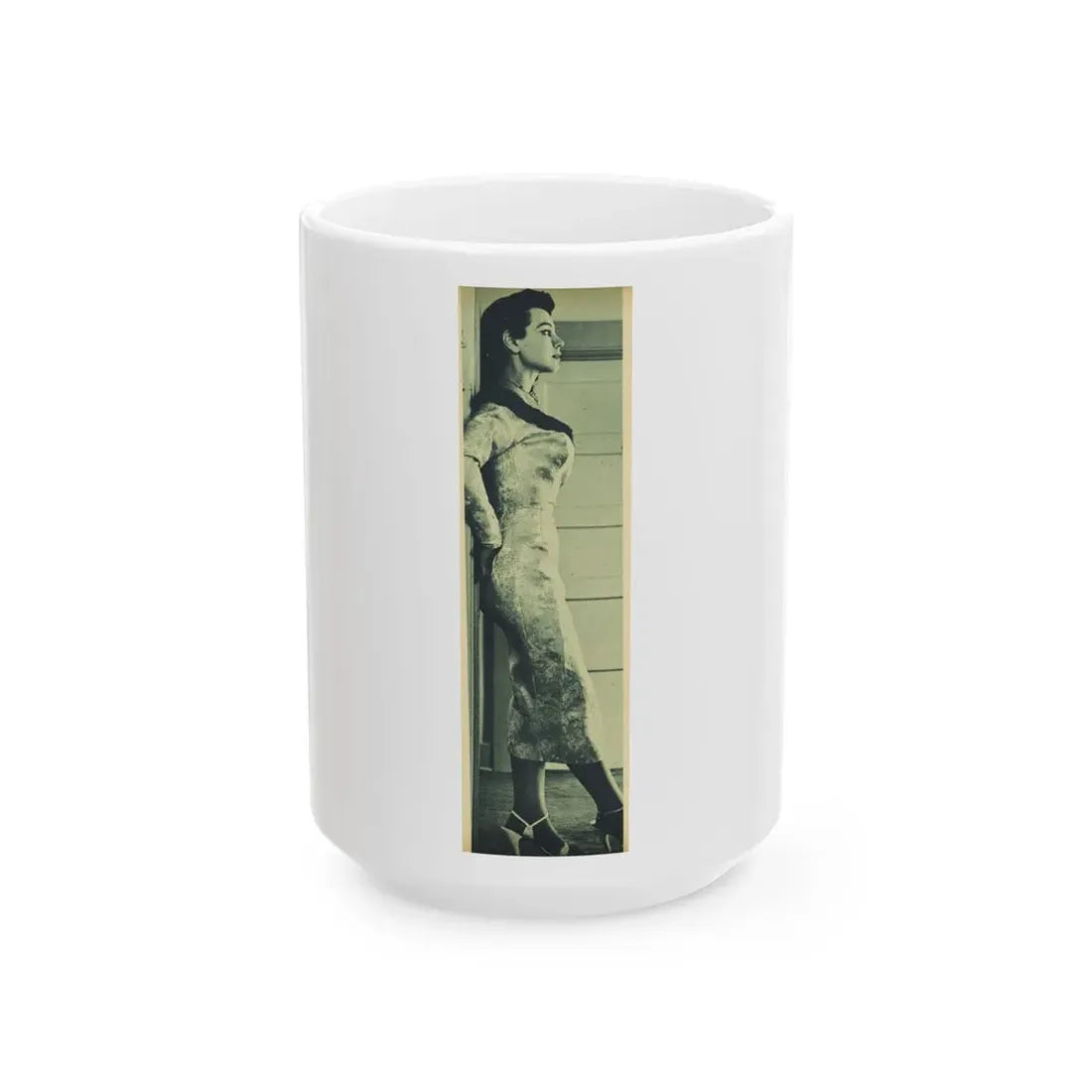Pamela Duncan #12 - Night and Day Oversized Mag. Feb. '55 - 1 Cropped B&W Photo (Vintage Female Icon) White Coffee Mug 15oz - Go Mug Yourself