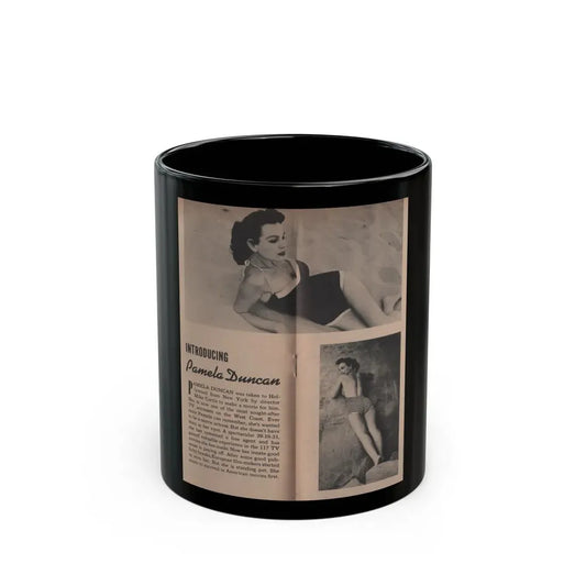 Pamela Duncan #13 - Night and Day Oversized Mag. Feb. '55 - 2 B&W Photos & Short Article on Pam (Vintage Female Icon) Black Coffee Mug 11oz - Go Mug Yourself
