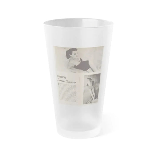 Pamela Duncan #13 - Night and Day Oversized Mag. Feb. '55 - 2 B&W Photos & Short Article on Pam1 (Vintage Female Icon) Frosted Pint Glass 16oz 16oz Frosted - Go Mug Yourself