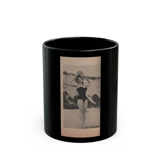 Pamela Duncan #14 - Night and Day Oversized Mag. Feb. '55 - 1 Cropped B&W Photo (Vintage Female Icon) Black Coffee Mug 11oz - Go Mug Yourself