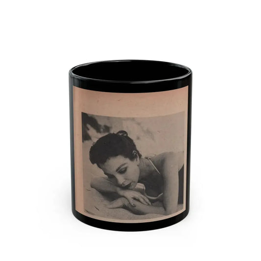 Pamela Duncan #16 - Night and Day Oversized Mag. Feb. '55 - 1 Cropped B&W Photo (Vintage Female Icon) Black Coffee Mug 11oz - Go Mug Yourself