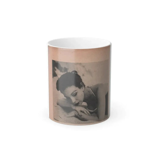 Pamela Duncan #16 - Night and Day Oversized Mag. Feb. '55 - 1 Cropped B&W Photo (Vintage Female Icon) Color Changing Mug 11oz 11oz - Go Mug Yourself