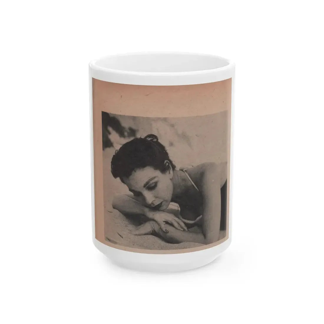 Pamela Duncan #16 - Night and Day Oversized Mag. Feb. '55 - 1 Cropped B&W Photo (Vintage Female Icon) White Coffee Mug 15oz - Go Mug Yourself