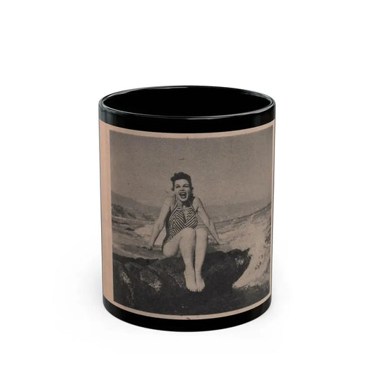 Pamela Duncan #18 - Night and Day Oversized Mag. Feb. '55 - 1 Cropped B&W Photo (Vintage Female Icon) Black Coffee Mug 11oz - Go Mug Yourself
