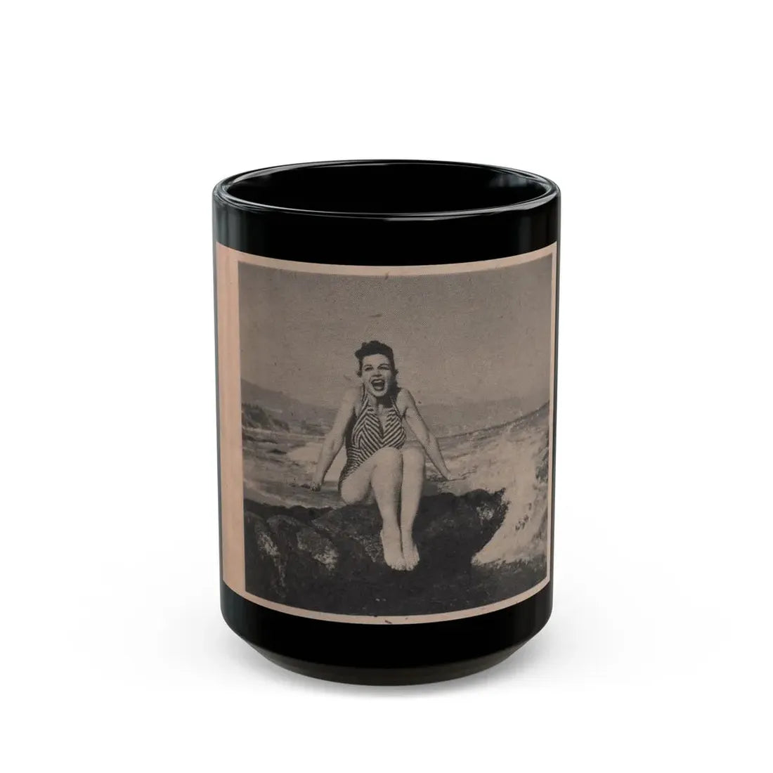 Pamela Duncan #18 - Night and Day Oversized Mag. Feb. '55 - 1 Cropped B&W Photo (Vintage Female Icon) Black Coffee Mug 15oz - Go Mug Yourself