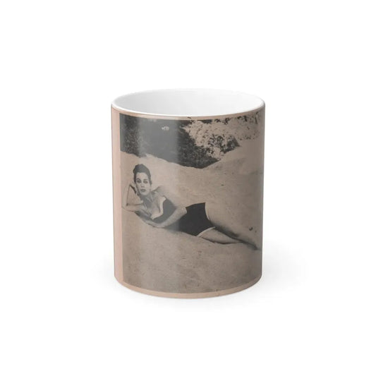 Pamela Duncan #19 - Night and Day Oversized Mag. Feb. '55 - 1 Cropped B&W Photo (Vintage Female Icon) Color Changing Mug 11oz 11oz - Go Mug Yourself