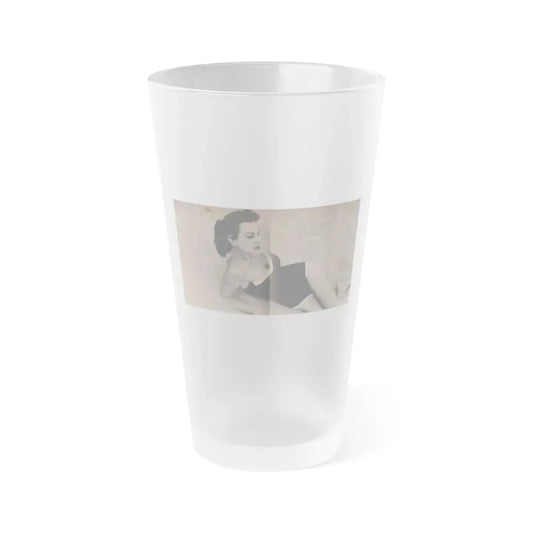 Pamela Duncan #20 - Night and Day Oversized Mag. Feb. '55 - 1 Cropped B&W Photo (Vintage Female Icon) Frosted Pint Glass 16oz 16oz Frosted - Go Mug Yourself