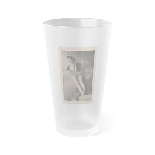 Pamela Duncan #21 - Night and Day Oversized Mag. Feb. '55 - 1 Cropped B&W Photo (Vintage Female Icon) Frosted Pint Glass 16oz 16oz Frosted - Go Mug Yourself