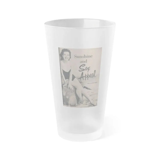 Pamela Duncan #23 - PHOTO Digest Mag. March '55 - 1 B&W Photo (Vintage Female Icon) Frosted Pint Glass 16oz 16oz Frosted - Go Mug Yourself